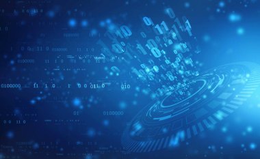 Dijital Soyut Teknoloji arka planı, geleceksel arkaplan, siber uzay kavramı, ikili kod arka planı