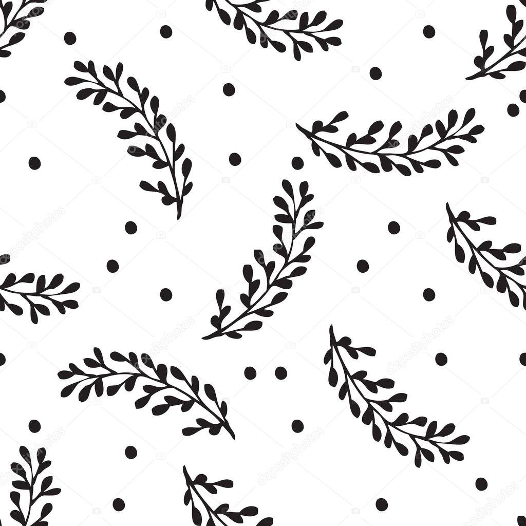 Black and white hand drawn abstract pattern
