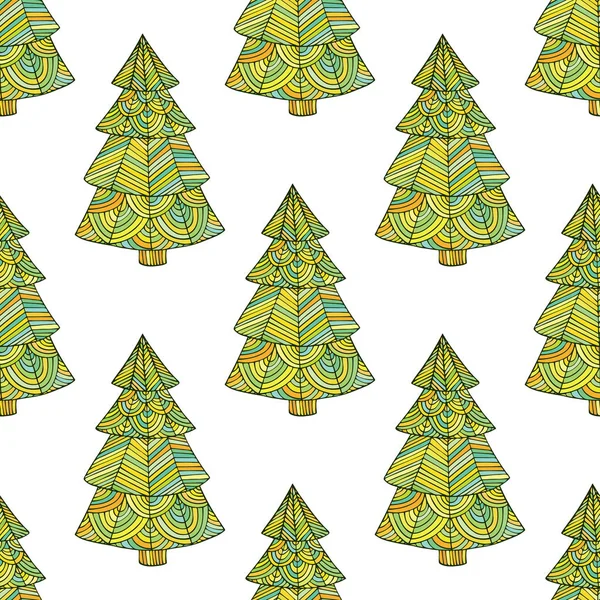 クリスマス ツリーのイメージとのシームレスなパターン — ストックベクタ