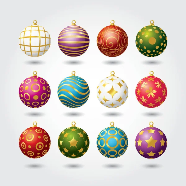 Ensemble de boules de Noël de couleur — Image vectorielle