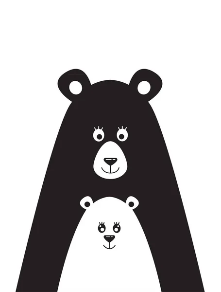 Плакат с изображением медведя и медвежонка — стоковый вектор