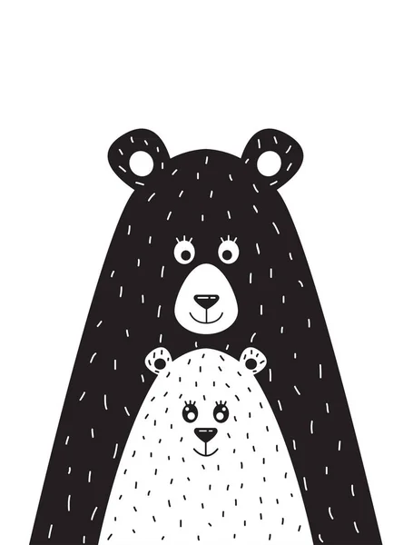 Poster met een afbeelding van een beer en de kleine beer — Stockvector