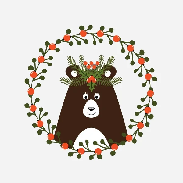 Aranyos karácsonyi kártya egy képet egy medve — Stock Vector