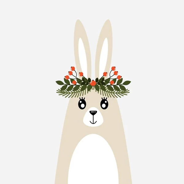 Милая рождественская открытка с изображением кролика — стоковый вектор