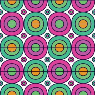 Renkli daireler ile parlak geometrik seamless modeli.