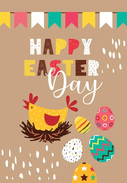 Easter gift card in flat design — Stock Vector