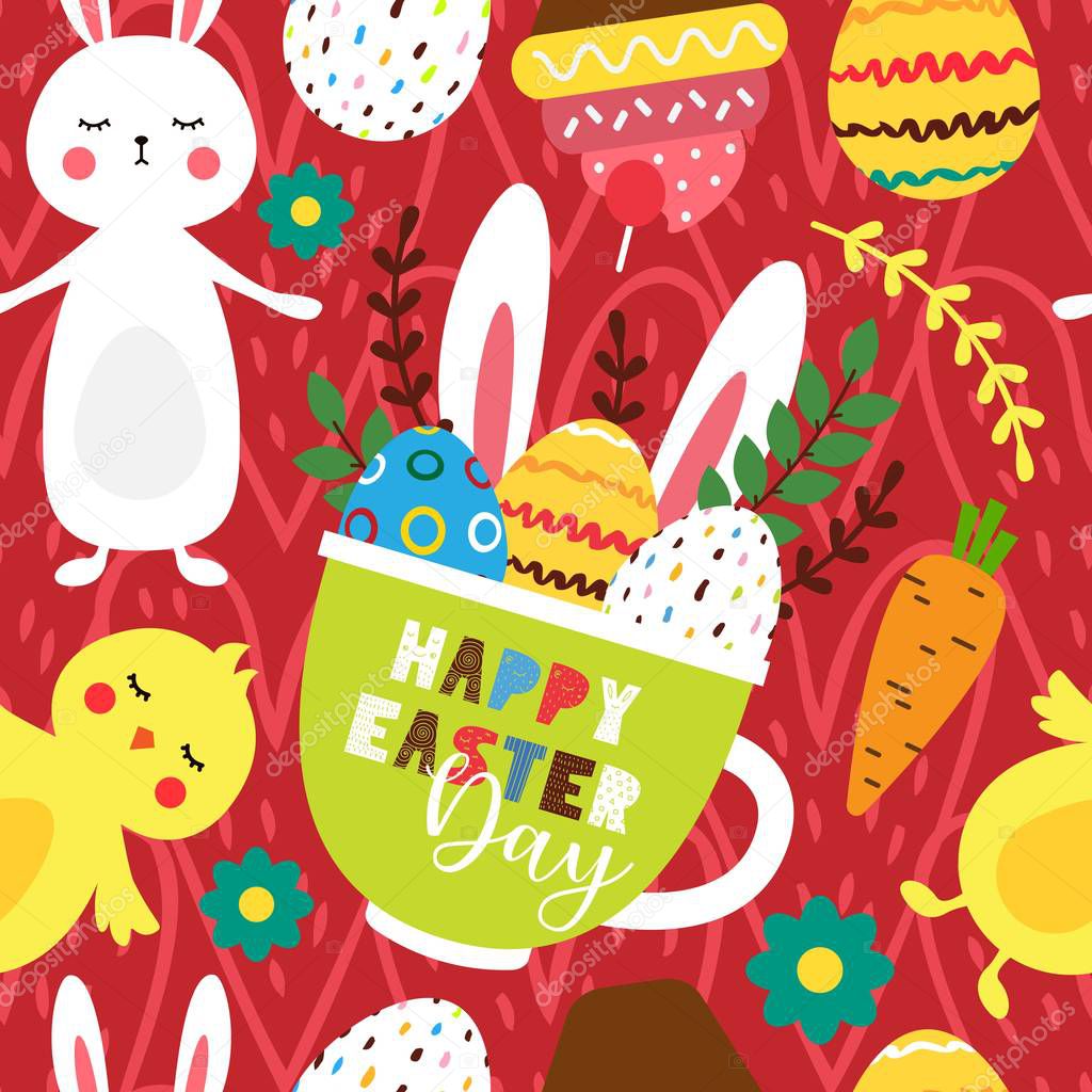 Easter bright seamless pattern.