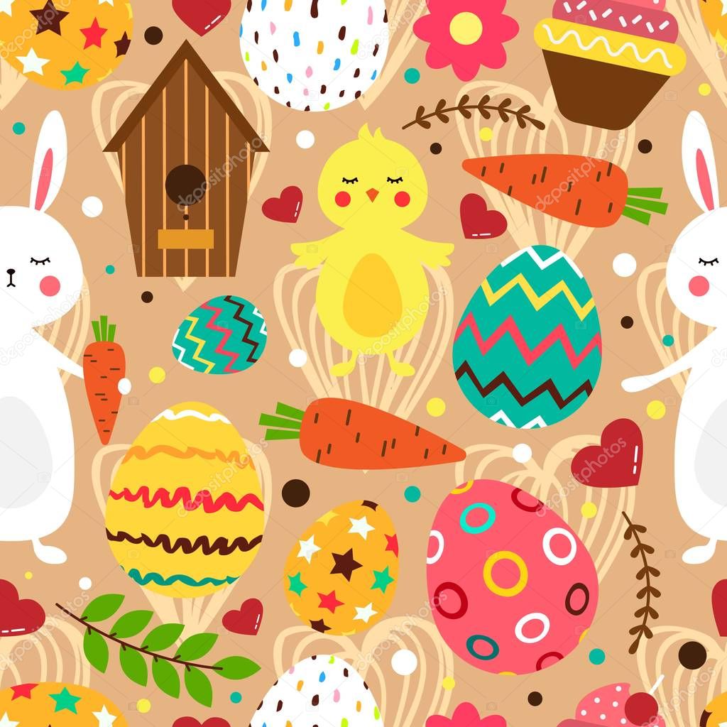 Easter bright seamless pattern.