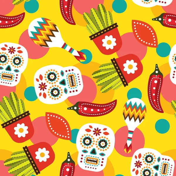 Folk Mexican seamless pattern — Stock Vector