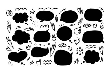 Karalama tarzında sevimli konuşma balonu kümesi