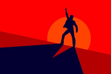 Kırmızı bir arka plan üzerinde 50 ' li dansçı silüeti