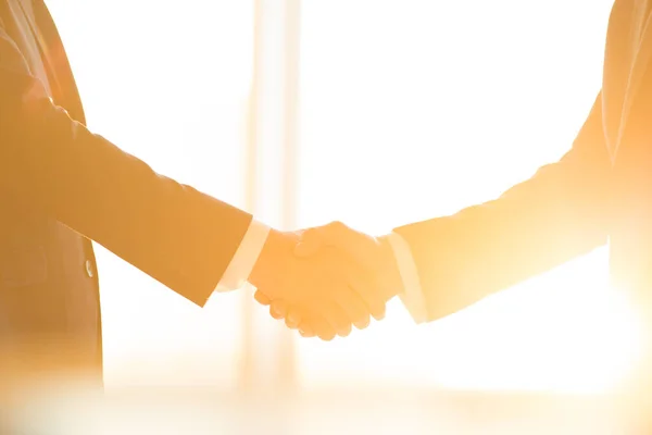 Businessmen Handshake Sunny Background — Stock Photo, Image