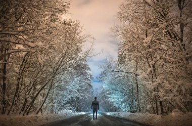 Adam orman yolunda yürüyordu. Akşam vakti.