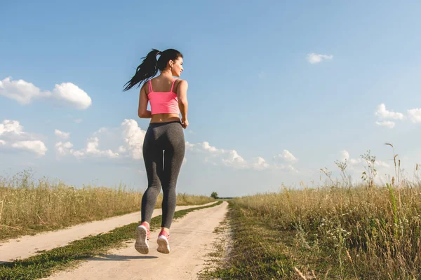 Mujer Del Deporte Corriendo Camino Campo —  Fotos de Stock