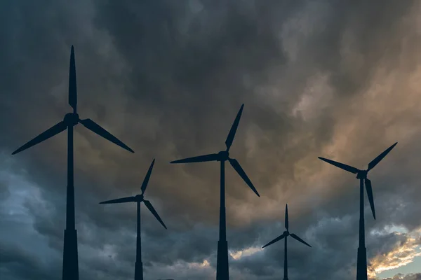 Wind Turbines Background Grey Cloud — Stock Photo, Image