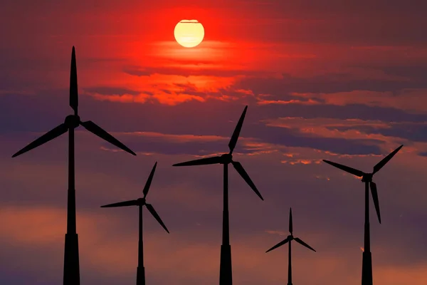 Wind Turbines Background Bright Sun — Stock Photo, Image