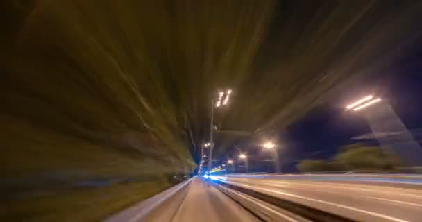 Walk Evening City Bridge Time Lapse — Stock Video