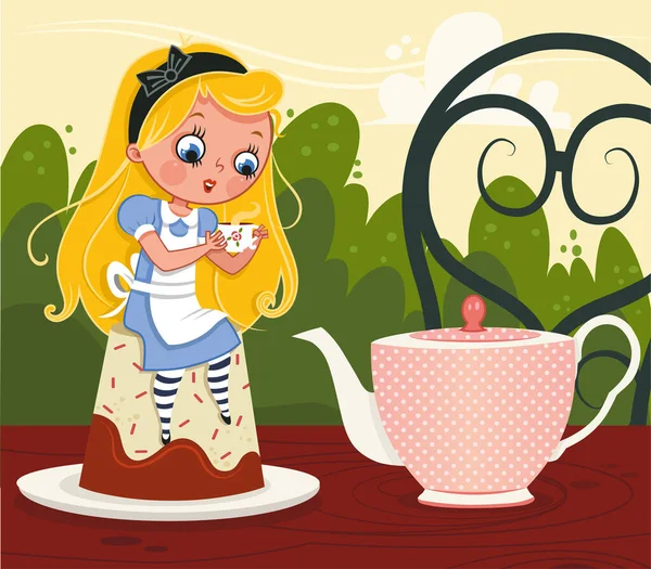 Alice Tea Party Illustrazione Vettoriale — Vettoriale Stock