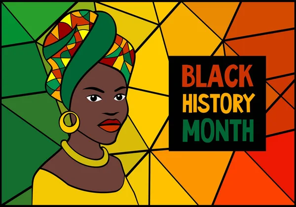 Black História Mês Celebração Vetor Baixo Poli Banner Mês História — Vetor de Stock