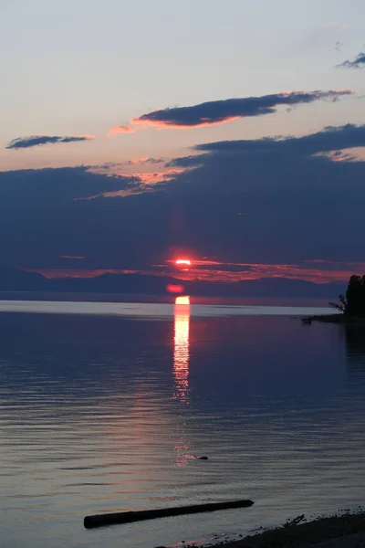 Grote Baikalmeer Bij Zonsondergang Rusland Foto Voor — Stockfoto