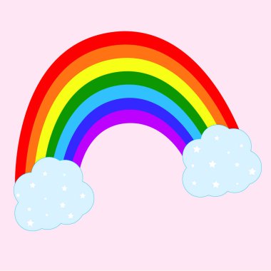 Rainbow decorative icon vector, isolated on background. Colorful graphic design illustration