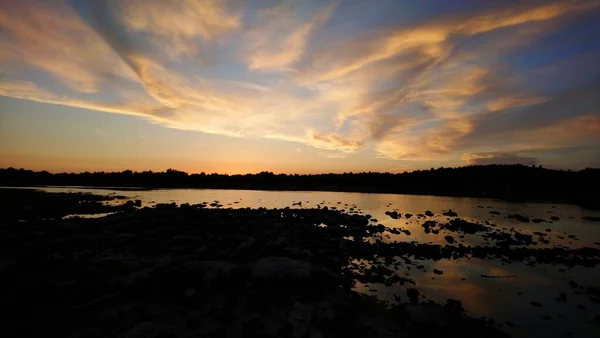 Reflet Coucher Soleil Dans Eau — Photo