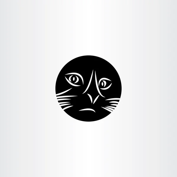 Zwarte kat gezicht cirkel pictogram vector symbool — Stockvector