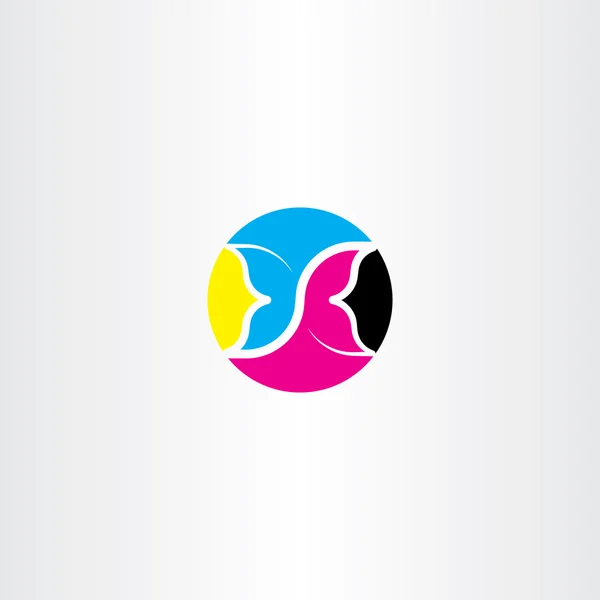 Simbolo vettoriale logo farfalla icona stampa cmyk — Vettoriale Stock