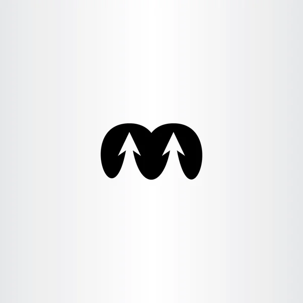 Letter m arrows vector black icon sign — ストックベクタ
