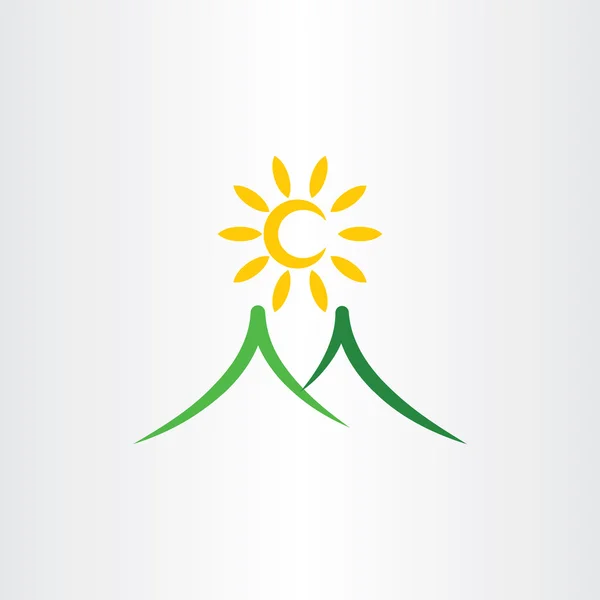 Mountain sun nature vector landscape icon illustration — Stock vektor