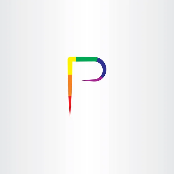 Färgglada p brev logo ikon symbol skylt element design — Stock vektor