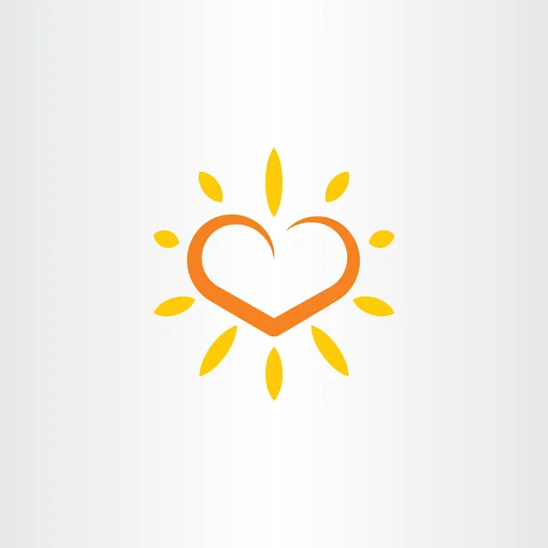 Corazón sol vector logo icono elemento — Vector de stock