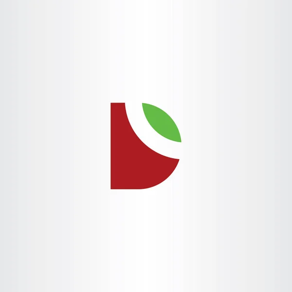 Lettera d logo foglia verde simbolo rosso — Vettoriale Stock