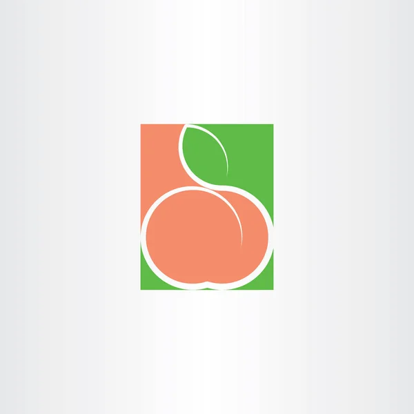 Ícone de logotipo de fruta de pêssego —  Vetores de Stock