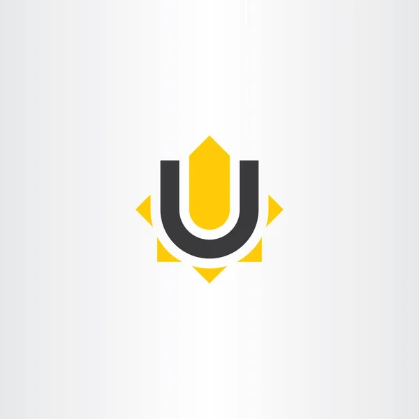 Sarı siyah harf u logo vektör simgesi simgesi — Stok Vektör