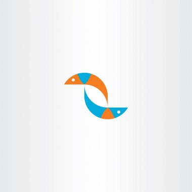 Balık mavi turuncu logo vektör işareti