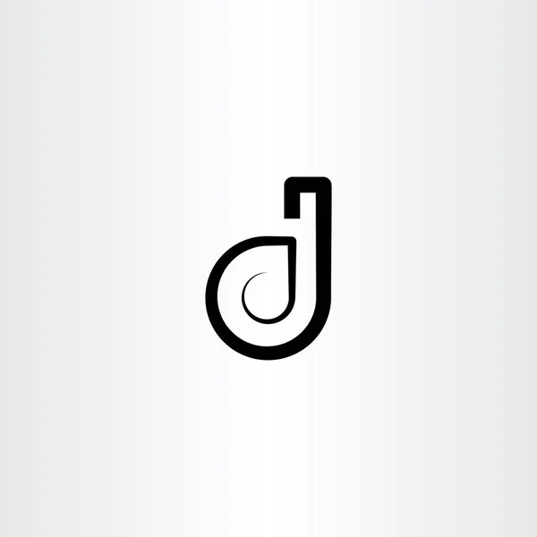 Zwarte letter d vector design pictogram van het element — Stockvector