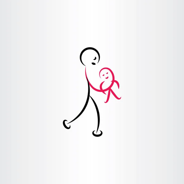 Pai segurando bebê símbolo de ilustração vetorial — Vetor de Stock