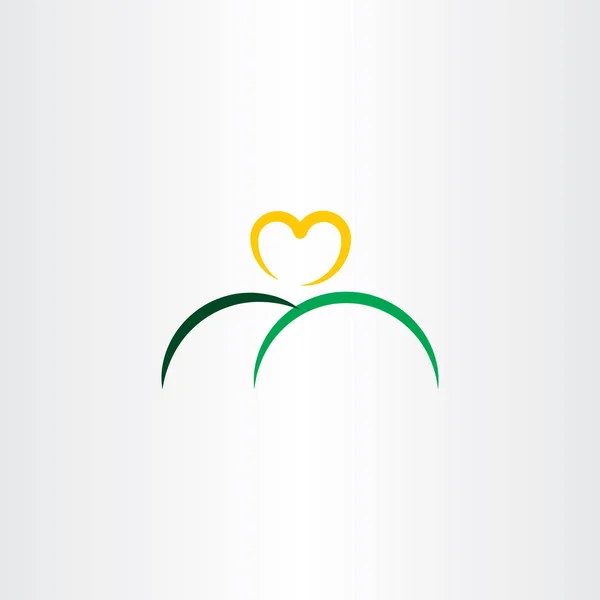 Εικονίδιο καρδιάς ήλιο και βουνό λογότυπο — Διανυσματικό Αρχείο