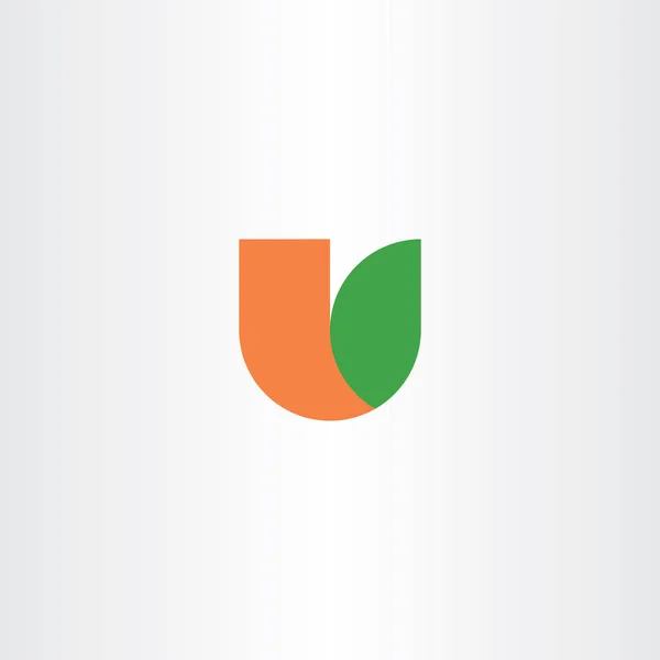 Bokstaven u orange grön ikon logotyp illustration — Stock vektor