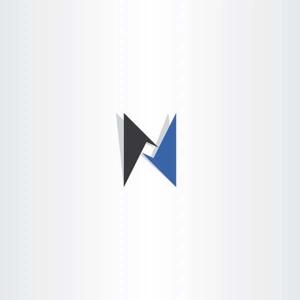 N logo list niebieski czarny ikona znak — Wektor stockowy