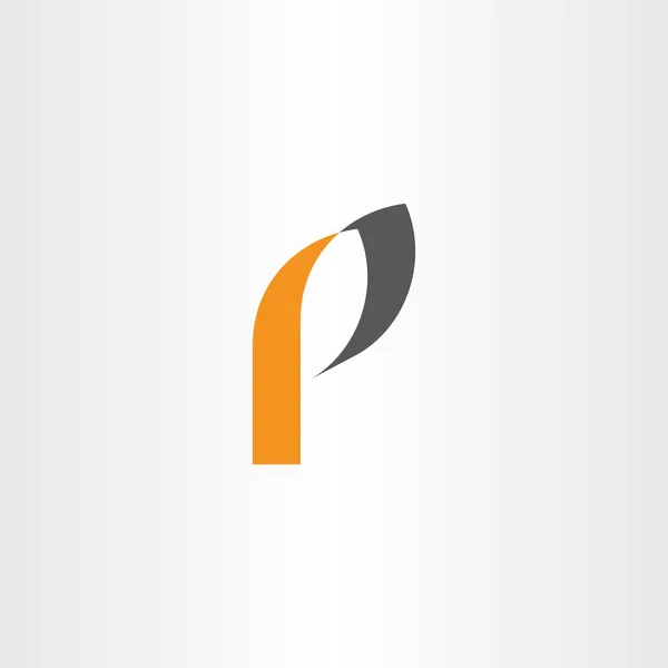 P harfi siyah turuncu logo simge — Stok Vektör