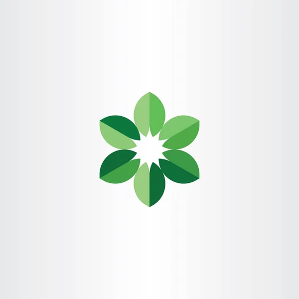 Biyo daire logo yeşil simge simge bırakır — Stok Vektör