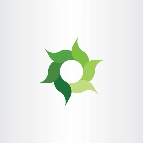 緑のエコの葉円ロゴ シンボル要素記号 — ストックベクタ