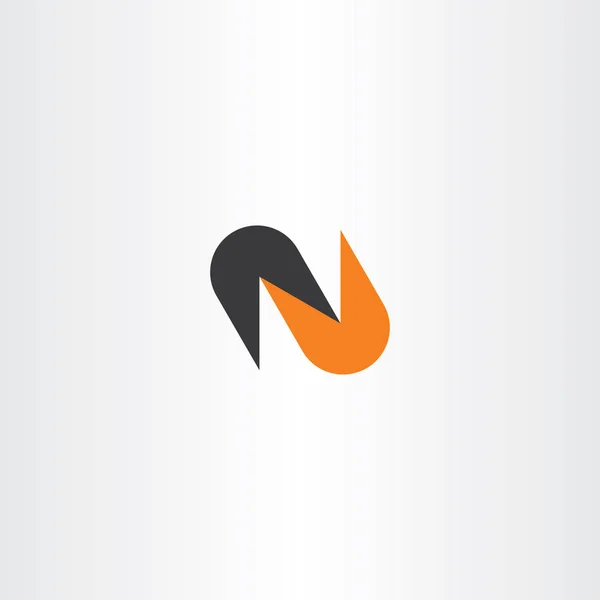 Logotipo n letra preto laranja logotipo vetor —  Vetores de Stock