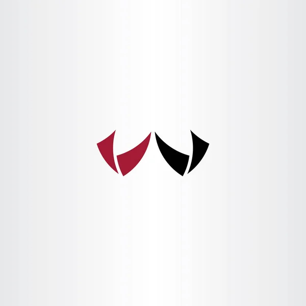 Vermelho preto w logotipo letra ícone elemento —  Vetores de Stock