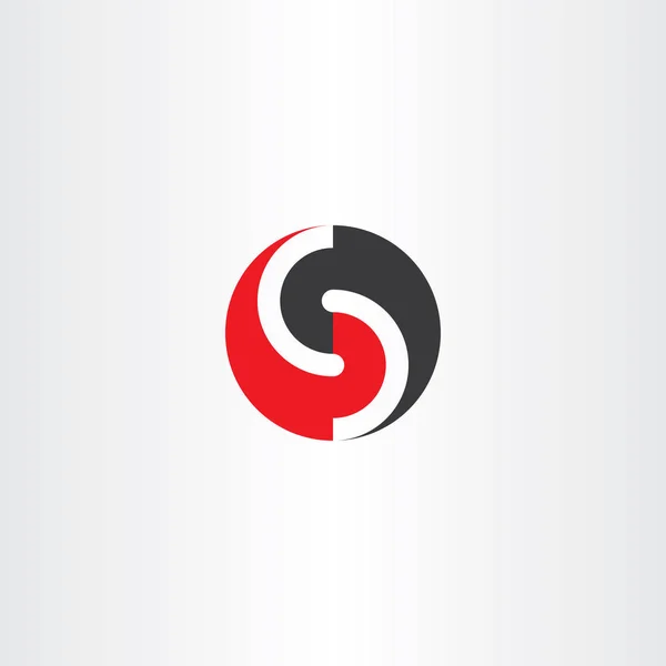 S літера червоний чорний логотип круг значок — стоковий вектор