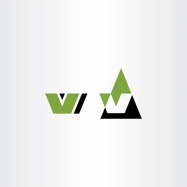 V lettera verde logo nero simbolo segno — Vettoriale Stock