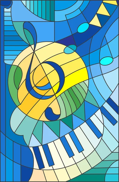 Immagine astratta di una chiave di violino in stile vetrate — Vettoriale Stock