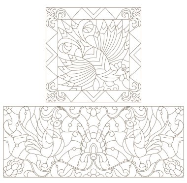 Vitray soyut musluklar ile tarzında kontur illüstrasyon ayarla